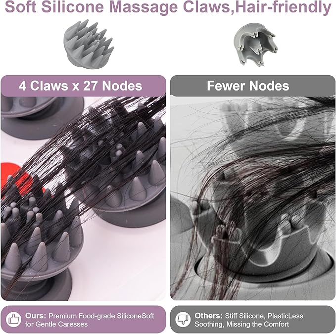 Electric Scalp Massager Portable Head Stress RelaxIPX7 Waterproof Rechargeable Head Massager Scalp Stress Relax Body for Deep Cleansing Relief Hair Growth (Black)