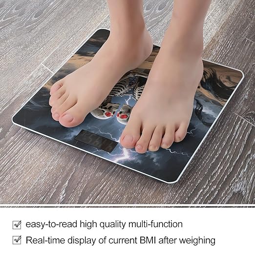 The Lovers Skull Bathroom Scale for Body Weight LCD Display Digital Bathroom Scale Tempered Glass Bathroom Weight Scales Fashion Smart Scales for Home Bedroom 400 Lb