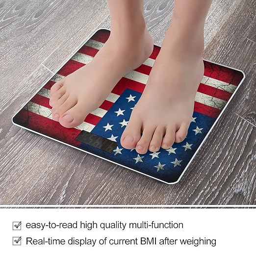 Automatic Switch Digital Bathroom Weighing Scale Smart Scale for Body Weight Grunge USA Flag