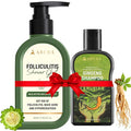 ABERA Folliculitis Shower Gel and Ginseng Anti Dandruff Shampoo for Men &amp Womenlon &amp Tea Tree 1 Box + Ginseng Anti Dandruff Shampoo Scalp Fungus Treatment Reduce Itching (Set 2)