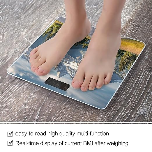 Grand Teton National Park Scale for Body Weight Digital Bathroom Scale Toughened Glass High Precision Scales for Body Weight with Large LCD Backlight Display Weight Scales