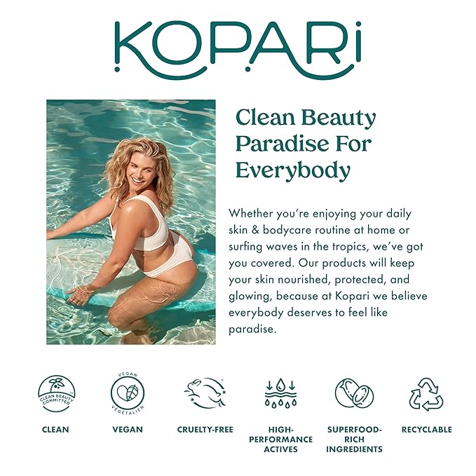 Kopari Jumbo Tahitian Vanilla Hydrating Body Wash | 25 oz Gel-Based Body Cleanser with Coconut Water Aloe &amp Sea Kelp | Rich Lather Signature Coconut Milk Scent