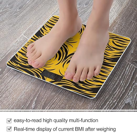 Mustard Yellow and Black Scale for Body Weight Anti-Slip Sturdy Tempered Glass Weighing Machine Highly Digital Accurate Bright LCD Bathroom Scale for Household Gift