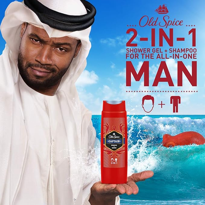 Old Spice Captain Shower Gel and Shampoo for Men (6 x 250 ml) 2-in-1 Shower Gel + Shampoo with Male Long-Lasting Fragrance Pack of 6 (1 Pack)