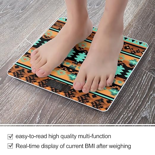 Smart Scale for Body Weight Digital Bathroom Weighing Scale Energy Saving Scale Geometric Ethnic Tribal Navajo Aztec