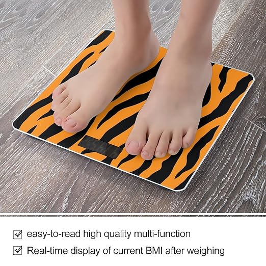 Automatic Switch Digital Bathroom Weighing Scale Smart Scale for Body Weight Tiger Stripes Animal Print