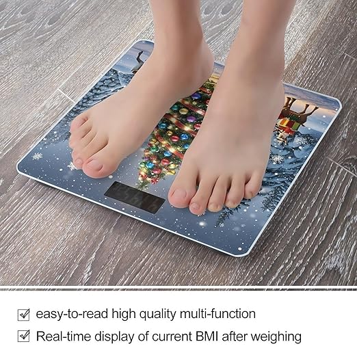 Digital Bathroom Scale for Body Weight Scale with Bright LCD Display High Accuracy Step-On Technology Auto On/Off Christmas Day Digital Scales 400 Lbs /180kg