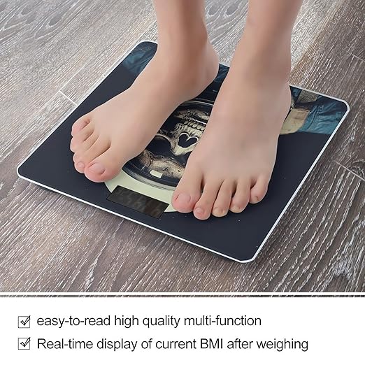 Movie Aesthetic Skull Scale for Body Weight Anti-Slip Sturdy Tempered Glass Weighing Machine Highly Digital Accurate Bright LCD Bathroom Scale for Household Gift