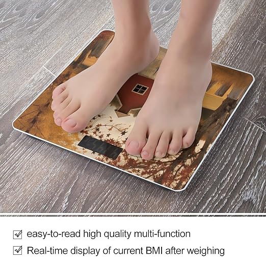 Fall Country Barn Scale for Body Weight Accurate Digital Bathroom Scale Toughened Glass High Precision Scales Smart Weight Scales with Large LCD Backlight Display Weighing Machine
