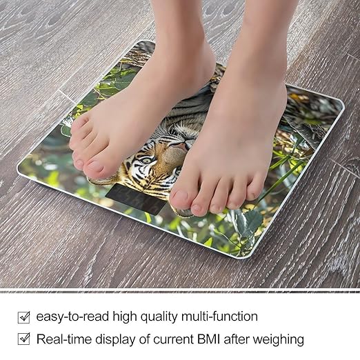 Big Tiger Bathroom Scale for Body Weight with High Precision Large LCD Backlight Display Digital Weighing Scale with BMI Capacity Up to 180kg