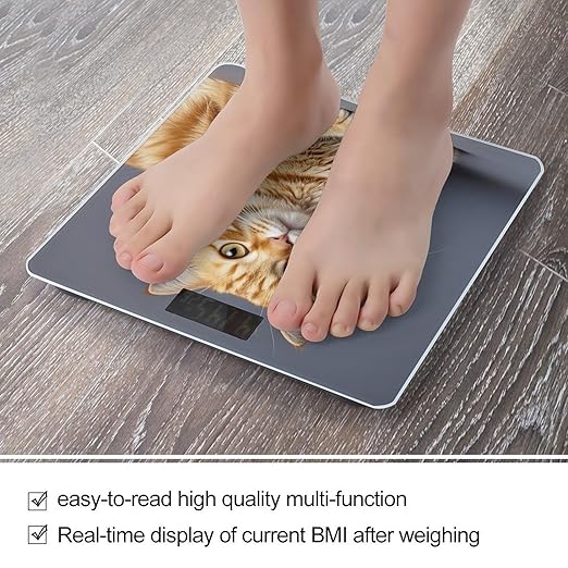 Cat Scale for Body Weight Accurate Digital Bathroom Scale Toughened Glass High Precision Scales Smart Weight Scales with Large LCD Backlight Display Weighing Machine