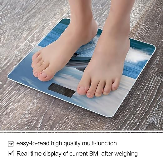 Jumping Up Dolphins Weight Scale for Body Weight Digital Bathroom Scale High Capacity Accurate Digital Weighing Scales and Easy-to-Read on Backlit LCD Display Scales