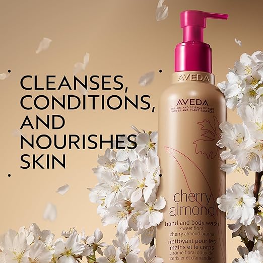 Aveda Cherry Almond Hand &amp Body Wash |with Sweet Almond Oil Cherry Blossom Extract | Sweet Floral Aroma of Tonka Bean Certified Organic Orange Ylang Ylang | 97% Naturally Derived*