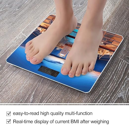 Pool Party Cruise ShipScale for Body Weight with LCD High Precision Weighing Scales Fashion Sturdy Tempered Glass Weight Scales Easy-to-Read Digital Bathroom Scale for Daily 400lb