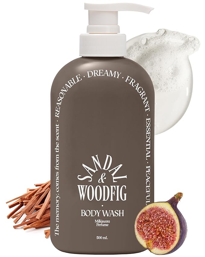 Milk in Cera Perfume Body Wash - Korean Moisturizing Body Cleanser for All Skin Types - Cozy Wood &amp Fig Scent- with Milk Protein and Ceramide 16.9 fl.oz.