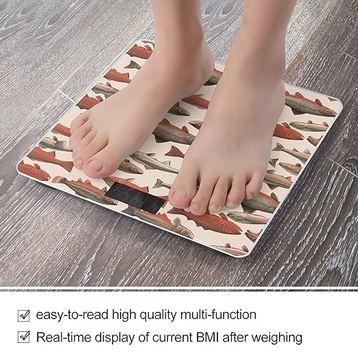 Salmon Scale for Body Weight Anti-Slip Sturdy Tempered Glass Weighing Machine Highly Digital Accurate Bright LCD Bathroom Scale for Household Gift