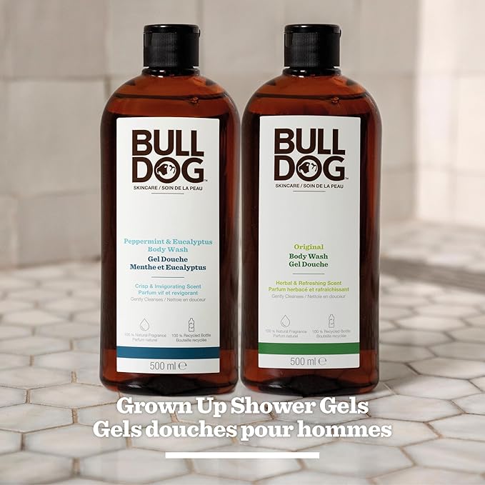Bulldog Mens Skincare and Grooming Body Wash Peppermint and Eucalyptus 16.9 Fluid Ounce