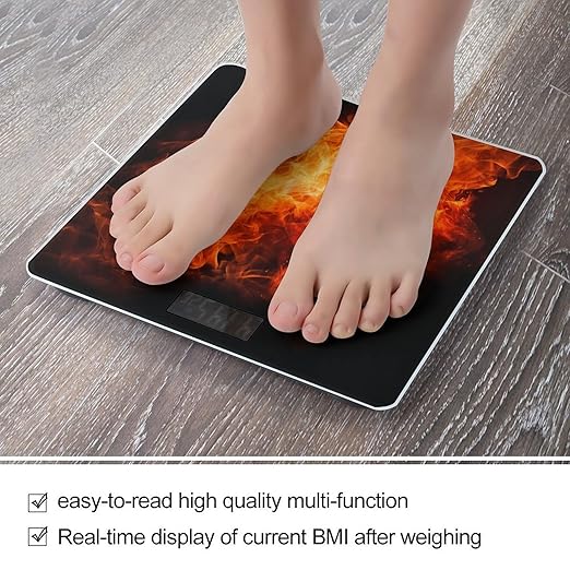 Roaring FlameScale for Body Weight with LCD High Precision Weighing Scales Fashion Sturdy Tempered Glass Weight Scales Easy-to-Read Digital Bathroom Scale for Daily 400lb