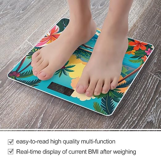 Hello Hawaii Scale for Body Weight Accurate Digital Bathroom Scale Toughened Glass High Precision Scales Smart Weight Scales with Large LCD Backlight Display Weighing Machine