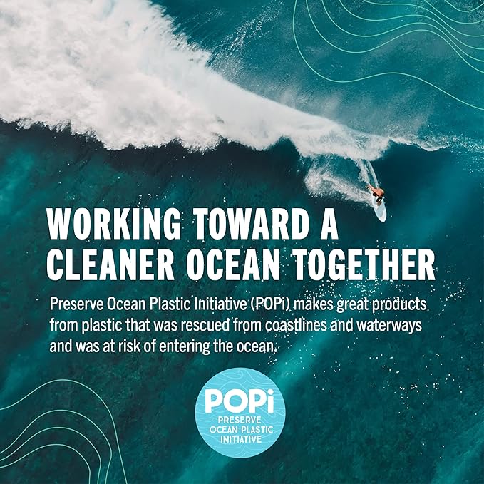 Preserve Ocean Plastic Initiative (POPI) Adult Toothbrush Made in USA from Recycled Ocean Plastic Coral Soft 6 Count