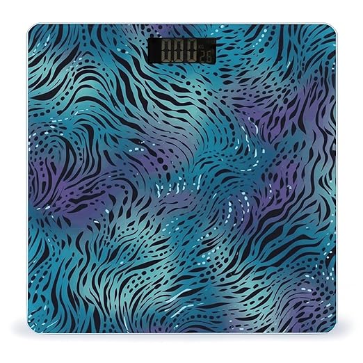 Blue Zebra Print Smart Scale for Body Weight Accurate Bathroom Scale with LED Display Digital Weight Scales Weighing Machine High Precision Scales for Bath Home