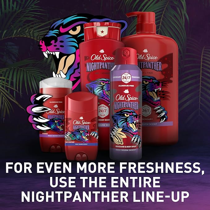 Old Spice Cleansing Body Wash for Men 3X Defense 24/7 Shower Fresh with Lasting Scent 2-in-1 Body &amp Face Wash NightPanther with Rich Warm Scent 24 oz (Pack of 4)