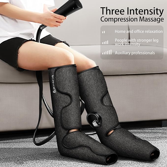 UMARMUNG Air Compression Leg Massager with Heat Gifts for Women Men Mom Dad Leg Foot Massager Gift for Christmas Fathers Day Mothers Day Vericose Veins Edema Muscle Fatigue Cramps Swelling