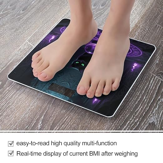 Witchcraft Cat Weight Scale Large Digital Bathroom Scales with Bright LED Display Non Slip Digital Scale and Step On Fashion Weighing Machine for Body