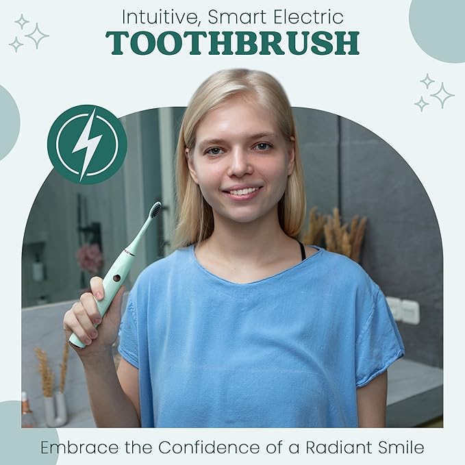 Sonic Electric Toothbrush for Adults – Battery Powered Tooth Cleaning Brush with Timer 5 Modes &amp 3 Intensity Levels – Long-Lasting 90-Day Battery Life