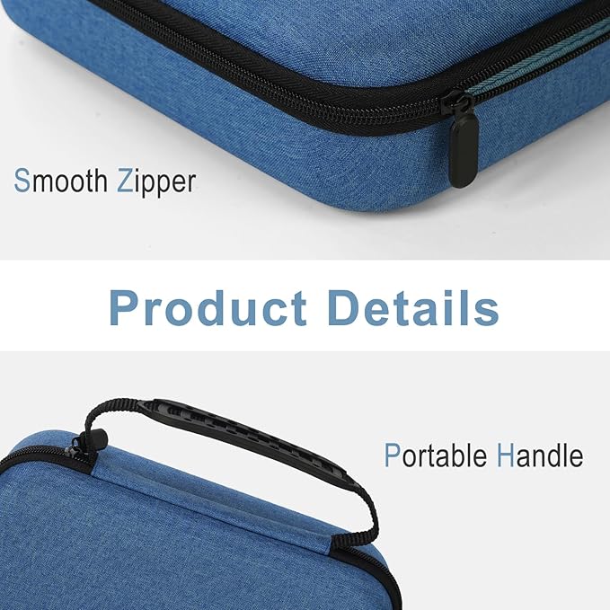 Massage Gun Hard Case Compatible with TheraGun Relief Handheld Percussion Massage Gun Portable Travel Case Storage Carrying Bag with Mesh Pocket for Cables and Other Accessories Blue(Case Only)
