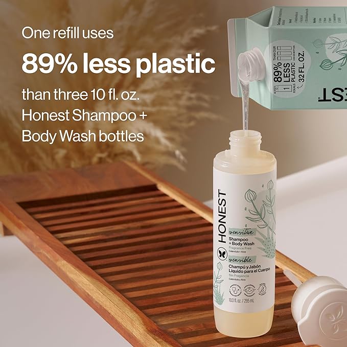 The Honest Company 2-in-1 Cleansing Shampoo + Body Wash Gentle Enough for Baby Dermatologist Tested Tear-Free Hypoallergenic Fragrance-Free