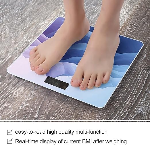 Abstract Topographic Map Weight ScaleClear LED Display Bathroom Digital Weighing ScaleTempered Glass Digital Bathroom Scale for Body Weight Capacity Up to 400 Lbs