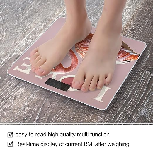 Love Flamingo Scale for Body Weight Digital Bathroom Scale Toughened Glass High Precision Scales for Body Weight with Large LCD Backlight Display Weight Scales