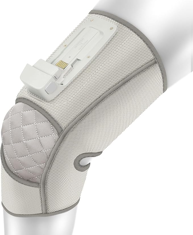 HoMedics Modulair Compression Knee Wrap Massager – Overlapped Compression Therapy with 4 Programs Adjustable Intensity Heat Settings (Battery Sold Separately)