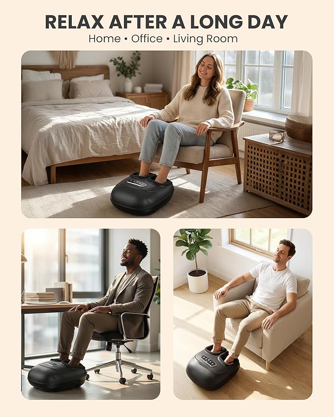 CILI Foot Massager with Heat Shiatsu Foot Massager for Pain Relief &amp Plantar Fasciitis Electric Heated Feet Massager with Kneading Compression &amp Vibration Washable Sleeve FSA Eligible HSA