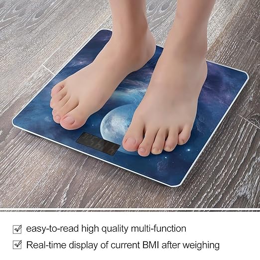 Nebula and Moon Scale for Body Weight Highly Accurate Digital Bathroom Scale Sturdy Tempered Glass Weighing Scales with LCD Display Fashion Body Fat Smart Scales 400lb