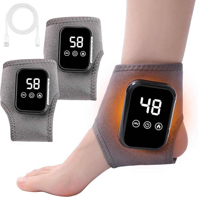 Foot Renew Triple Method Massager Cordless &amp Portable Ankle Massager With Three Levels of Vibration and Heating Relieves Foot and Ankle Discomfort Suitable for Home and Travel Use (2pcs)