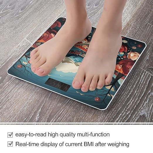 Paper Cutting Painting Scale for Body Weight Anti-Slip Digital Bathroom Scale Sturdy Toughened Glass Weighing Scales High Precision Safe Rounded Corners Smart Scales