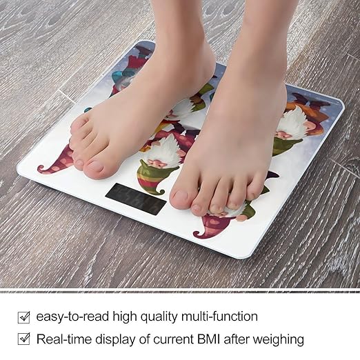 Xmas Funny Gnomes Smart Scale for Body Weight Accurate Bathroom Scale with LED Display Digital Weight Scales Weighing Machine High Precision Scales for Bath Home