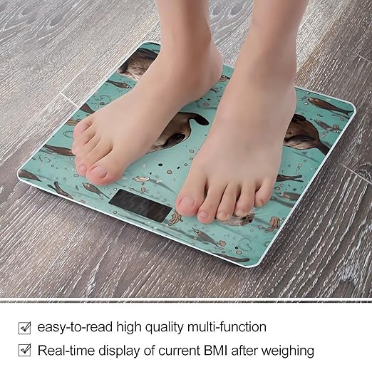 Otters Scale for Body Weight Accurate Digital Bathroom Scale Toughened Glass High Precision Scales Smart Weight Scales with Large LCD Backlight Display Weighing Machine