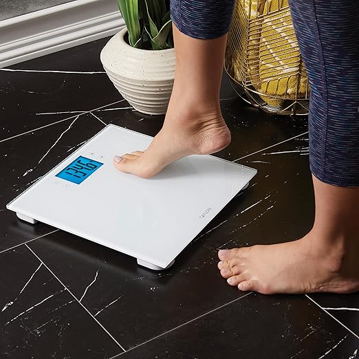 Taylor Digital Body Composition Scale w/Cal-Max Bathroom Scale for Body Weight Measures Body Fat Body Water &amp Muscle Mass Percentages 4 User Recognition FSA HSA Eligible 400 lb Capacity Wh