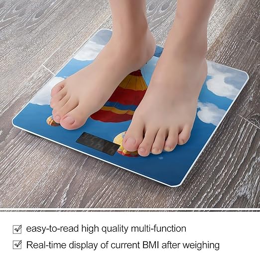 Balloon Adventure Weight ScaleClear LED Display Bathroom Digital Weighing ScaleTempered Glass Digital Bathroom Scale for Body Weight Capacity Up to 400 Lbs