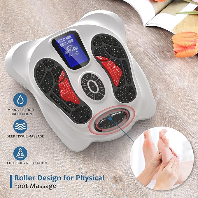 Creliver EMS &amp TENS Foot Nerve Muscle Massager Electric Foot Stimulator Improves Circulation Feet Legs Circulation Machine Relieves Body Pains Neuropathy (FSA or HSA Eligible)
