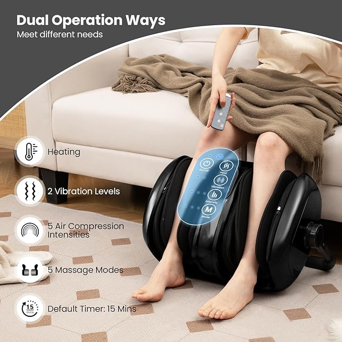 ARLIME Foot Massager with Heat Deep Kneading Shiatsu Feet Massager Machine with Compression Muscle Arm Relaxation Gifts for Elder Men Women (Black)