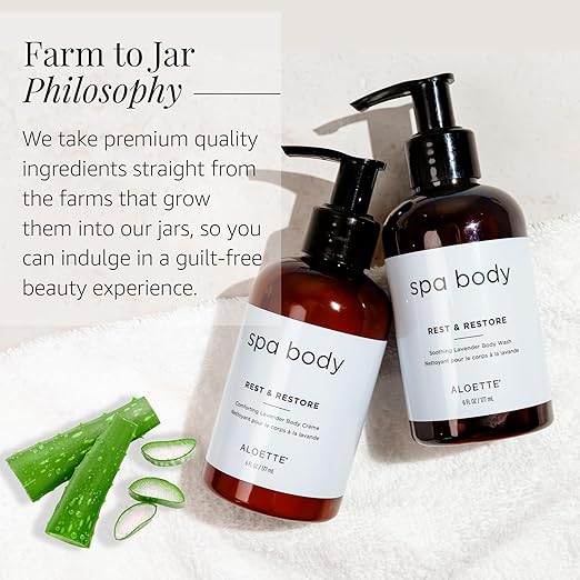 Aloette Lavender Body Wash Rest &amp Restore - Hydrating &amp Moisturizing Body Wash for Dry Skin with Natural Aloe Vera &amp Vitamin E - Exfoliating &amp Rejuvenating Skin Care Products for Men