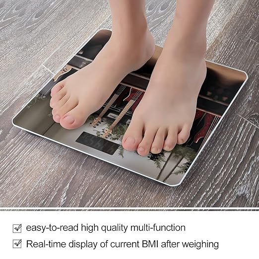 Guitar Bass Music Musical Instruments Scale for Body Weight Highly Accurate Digital Bathroom Scale Sturdy Tempered Glass Weighing Scales with LCD Display Fashion Body Fat Smart Scales 400lb