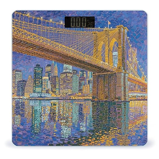 Brooklyn Bridge Dot Lights Scale for Body Weight Sturdy Tempered Glass Weighing Scales with LCD Display Accurate Digital Bathroom Scale Convenient Body Fat Smart Scales Easy Read