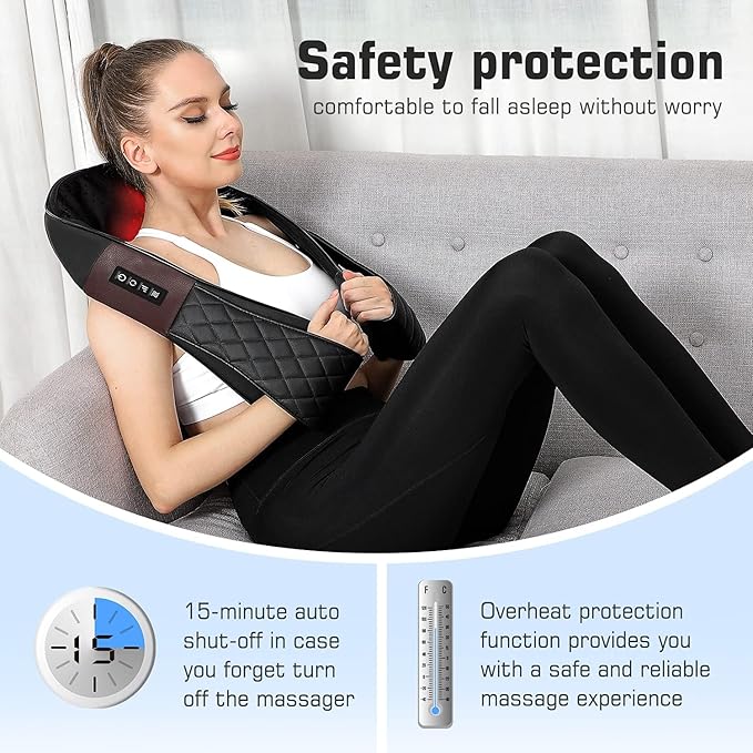 Shiatsu Neck and Back Massager with Heat Electric Deep Tissue 4D Kneading Massage Pillow for Shoulder Leg Body Muscle Pain Relief - Best Gifts for Women Men Mom Dad