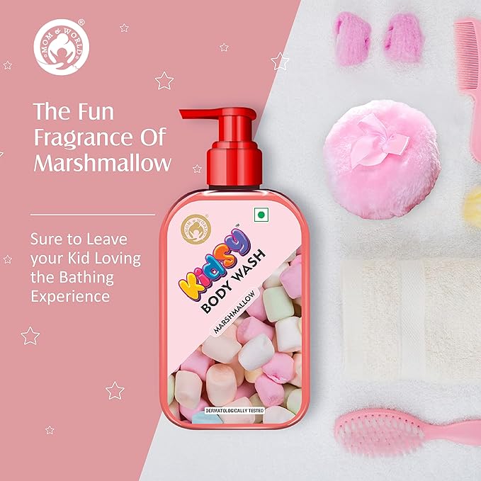 Mom &amp World Kidsy Marshmallow Body Wash No Tears No SLS For Kids Dermatologically Tested pH Balanced 240 ml