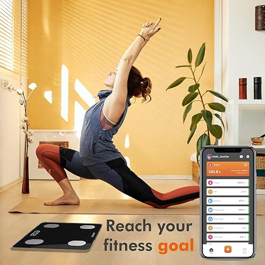 KONQUEST Smart Scale for Body Weight Digital Bathroom Scale BMI Weighing Bluetooth Body Fat Scale Body Composition Monitor Health Analyzer with Smartphone App 400 lbs - Black